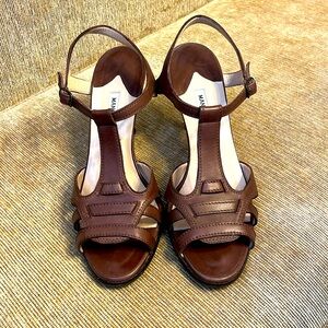 Manolo Blahnik Brown Leather T-Strap Heels